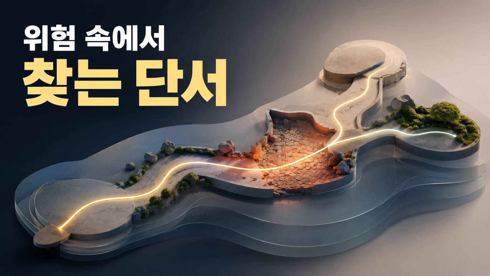 위험했던 장소의 특징을 기억하고 주변의 작은 변화를 다시 살펴보는 인간의 호기심과 생존 기억을 표현한 대표 이미
